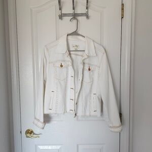 Off white Universal Thread distressed denim jacket size XL